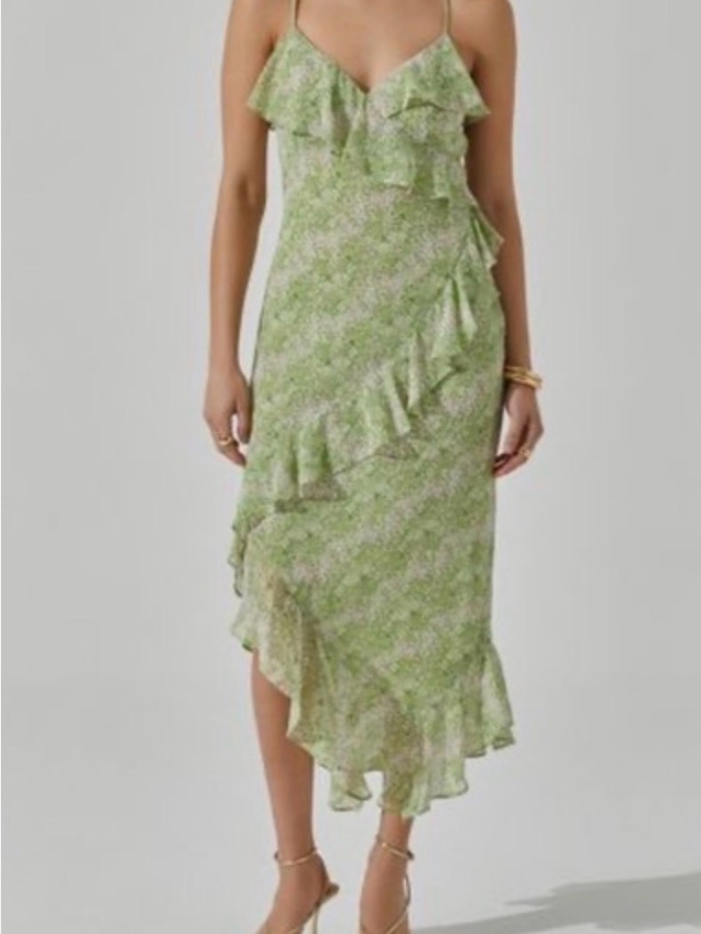 Green Floral Midi Dress